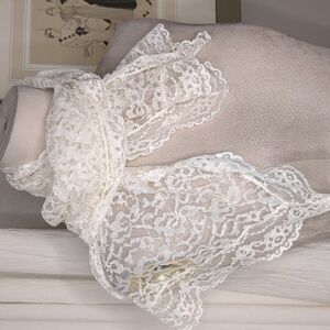 Vintage 60s Ivory Lace Scarf Cottage Core Frilly Wedding Bridal Style Long 60"